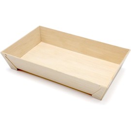 KAYU PACKAGE Rectangular RECTANGLE Wooden Containers, Medium, 8.0 x 5.0 x 1.6 inches (203 x 127 x 40 mm), Clear Plastic Lid, Lid Included, Set of 25, Disposable