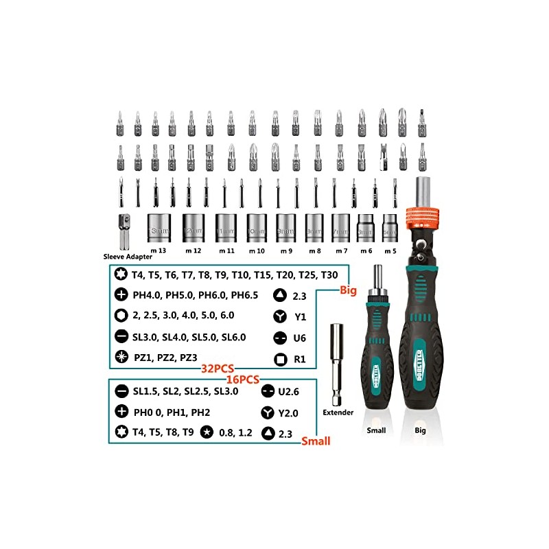 Magnetic 61 in 1 Ratcheting Screwdriver Set