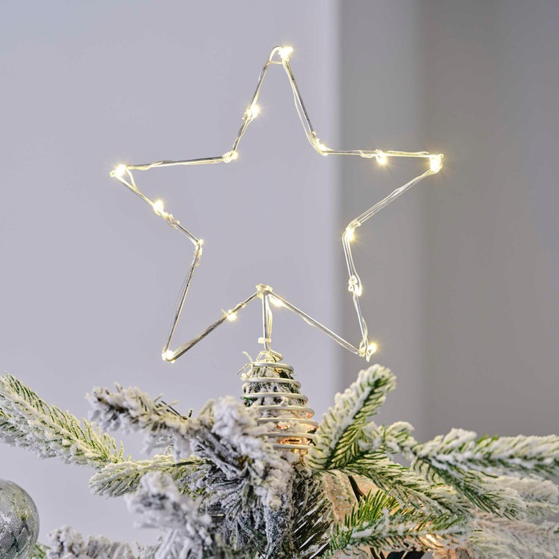 Ginger Ray Silver Star Christmas Tree Topper with Lights 25cm