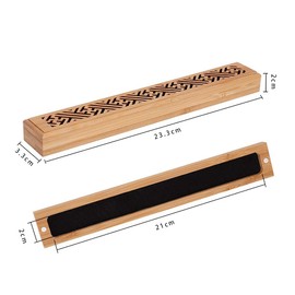 Horizontal Incense Burner Incense Burner Incense Tray, Made of Nanxi Bamboo with Non-Flammable Cotton, Horizontal Type, Wooden Incense Burner, Openwork Carving, Portable, Convenient, Can Be Placed, Smoke Burner, Incense Burner, Censer Box, Relax, Calm, B