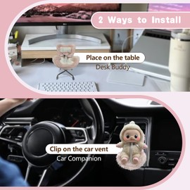 SwiftServ Doll Car Seat for 17cm Dolls with Air Vent Clip and Desktop Stand, Cute and Functional Car Ornament for Blind Box Doll Fans, Collectors (Orange)