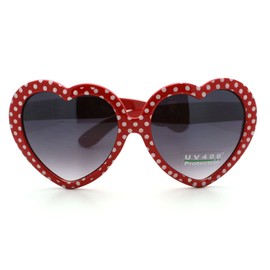 Red Heart Love Sunglasses Cute Heart Shape Frame with Polka Dots