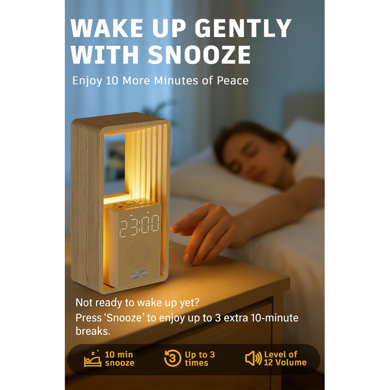 Sunrise Alarm Clock with Wake-Up Light: Dual Alarm Sound Machine
