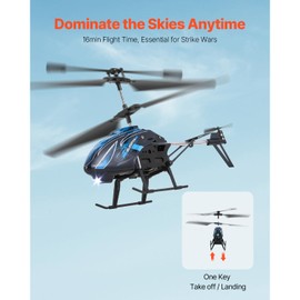 Happybuy 2.4GHz Remote Control Helicopter - 3.5 Channel RC Aircraft with Altitude Hold, 16 Min Flight Time & LED Lights, Easy One-Key Operation for Kids Ages 8+