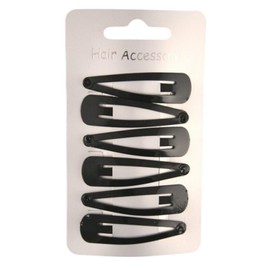 Arranview Jewellery Black enamelled hair clips. Pk of 6 metal hair slides, snaps, sleepies, bendies