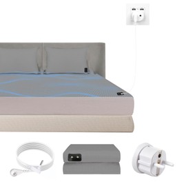 HUNAIGEE Ground Sheet with EU Ground Cable, 4.6 m (150 x 200 cm), Earth Foil with Silver Fibre, Conductive Organic Cotton, Grey