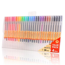 HANKU Fine Tip Colored Gel Pens, 28-Count 0.5mm Fine Point Pen, Smooth Writing Pens No Bleed Through, Ballpoint Planner Pen for Bible Journaling, Adult Coloring, Note Taking, Office School Supplies