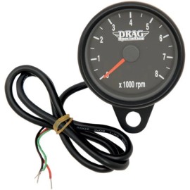 Drag Specialties Black Matte Black 2.4in. Mini Electronic 8000 RPM Tachometer