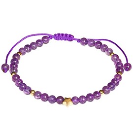 Jewboo Star Plated 14k Gold Amethyst Crystal Jewelry for Women Beaded Bracelets Healing Crystals Bracelet for Women Birthday Gifts