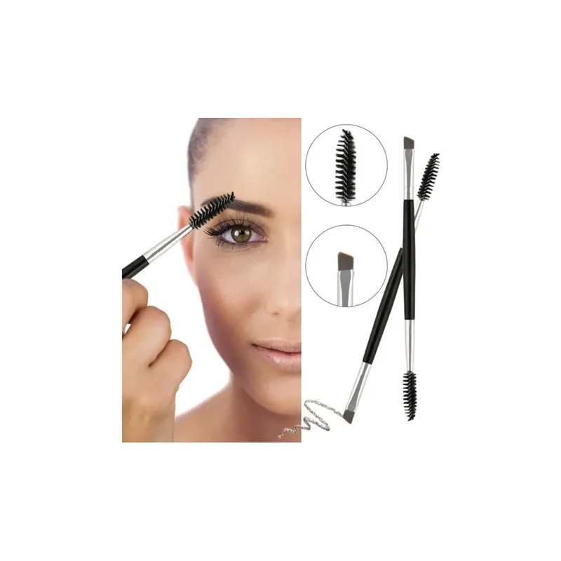 Brocha Doble Para Ceja Cepillo Pestañas 2 Cabezas Maquillaje