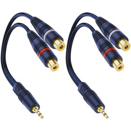 tunghey 2Pack 3.5mm Male to 2RCA Female Stereo Audio Y Adapter Cable Compatible for TV,Smartphones, MP3, Tablets,Speakers,Home Theater 20CM