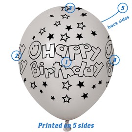 30Pcs Happy Birthday Printed Maca Sliver Balloons 12In Latex Balloons for Kids Birthday Party Decoration