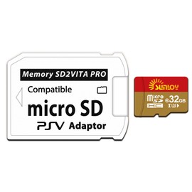 Sunloy SD2Vita 6.0 PS Vita Memory Card Adapter with 32GB Micro SD Card, High Speed microSDHC UHS-I Flash Memory Card with PSV Micro SD Card Adapter for PSV 1000/2000 PSTV FW 3.60 HENkaku Enso System