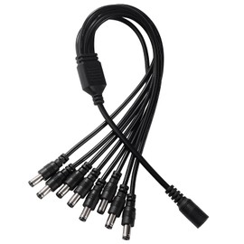KUOQIY 5.5x2.1 mm 5-24 V 1 Female to 8 Male DC Power Splitter Cable, 8 Way DC Power Cable, Camera Splitter Cables, for CCTV Cameras, LED Light Strip, Router and More