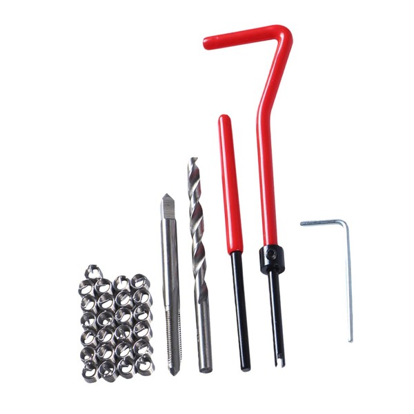 Gatuida 30pcs Metric Thread Repair Kit Helicoil Thread Restorer Full