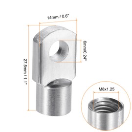 uxcell Gas Spring Strut M8 Joint Fitting Female Threaded Connectors Steel Silver Tone, 6Pcs