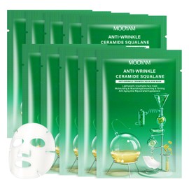 GUOYAOLIFU Hydrating Face Sheet Masks, Anti-Wrinkle Ceramide Squalane Facial Moisturizing Spa Face Masks Skincare, Daily Sheet Masks for All Skin Types, Sheet Facial Mask for Skin Care Mask(10Sheet)