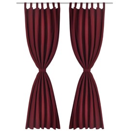 vidaXL 2 pcs Bordeaux Micro-Satin Curtains with Loops - Elegant Hand-Washable Polyester Window Treatments for Living Room, Bedroom, and Office - 140x245 cm - Includes Tiebacks