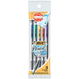 BIC Mechanical #2 Pencils .5mm 5/Pkg-Assorted Colors - 6 Pack