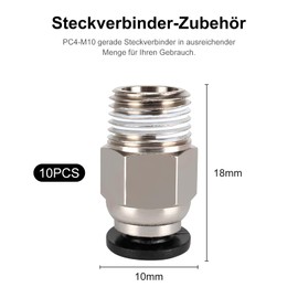 PC4-M10 Connector 10 Pieces PC4-M10 Connector PC4-M10 Pneumatic Connector PC4-M10 Pneumatic Connector PC4-M10 Straight Pneumatic Coupling Quick Connector for 3D Printer