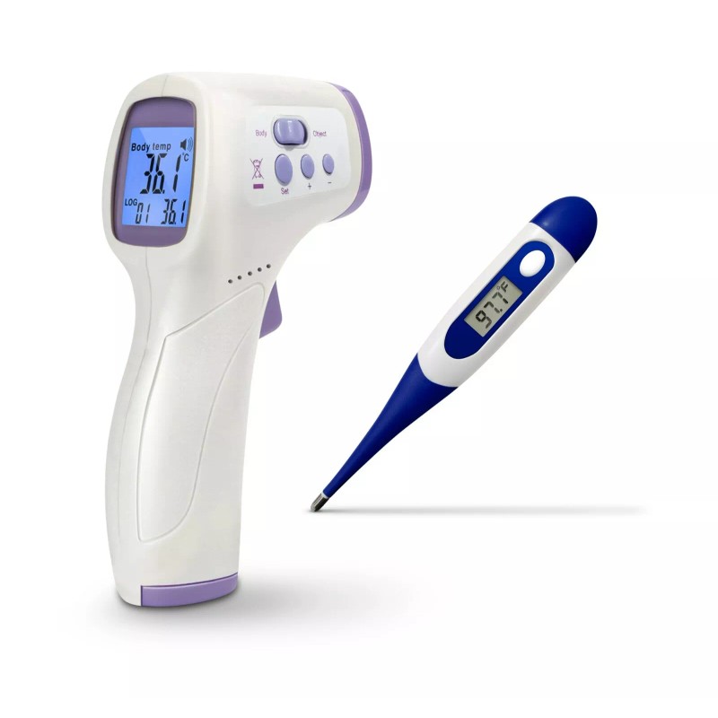 ThermoTrace 11073 Non-Contact Infrared Thermometer Bundle w/ Oral Thermometer