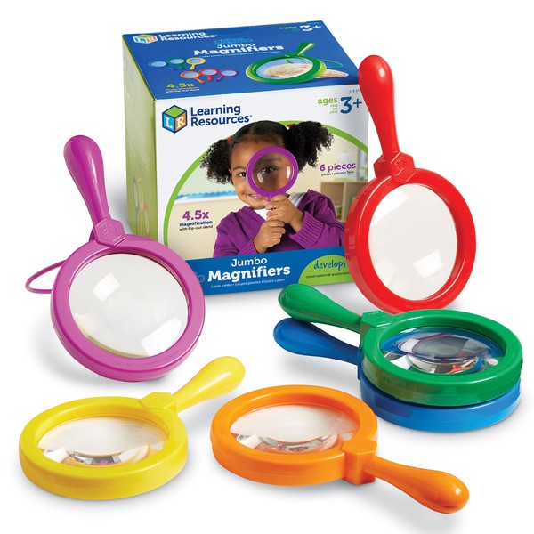 Learning Resources Jumbo Magnifiers - 6 Pieces, Ages 3+ Toddler Learning Toys, Exploration Toys for Kids, Magnifiers for Kids,Back to School Supplies, Teacher Supplies