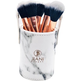 Jiani Beauty Travel-Ready Elegance: 10-Piece Soft Marble Makeup Brush Set with Sleek Carrying Case