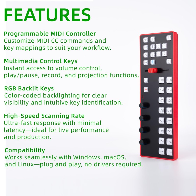 VIKINYEE Video Switcher Controller, 8-Channel Live Streaming Console with T-Bar