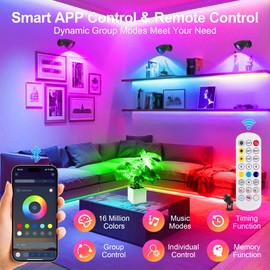 T-SUN RGB Spotlight Indoor Led Spotlight with Remote, Plant Spotlight Indoor Uplights, 16 Millons Colors Spotlight Floor Indoor Dimmable Music Sync Timing for Festival Party Tree Decor Home