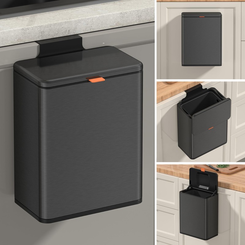 Mbillion Kitchen Compost Bin Hanging Trash Can with Lid 2.1