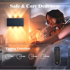 Shelprojsu LED Cordless Wall Sconce Set of 2, 5200mAh Rechargeable Battery Operated Wall Lamp with Remote Control, 3 Colors and Dimmable Magnetic Wireless Wall Light (Black, 2 PCS)