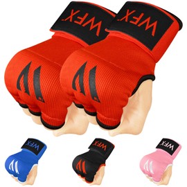 WFX Kids Junior Boxing Hand Wraps Inner Gloves Gel Padded Protection Gloves Pair Combat Sports for Young Fighters (Red, Kids/Junior)
