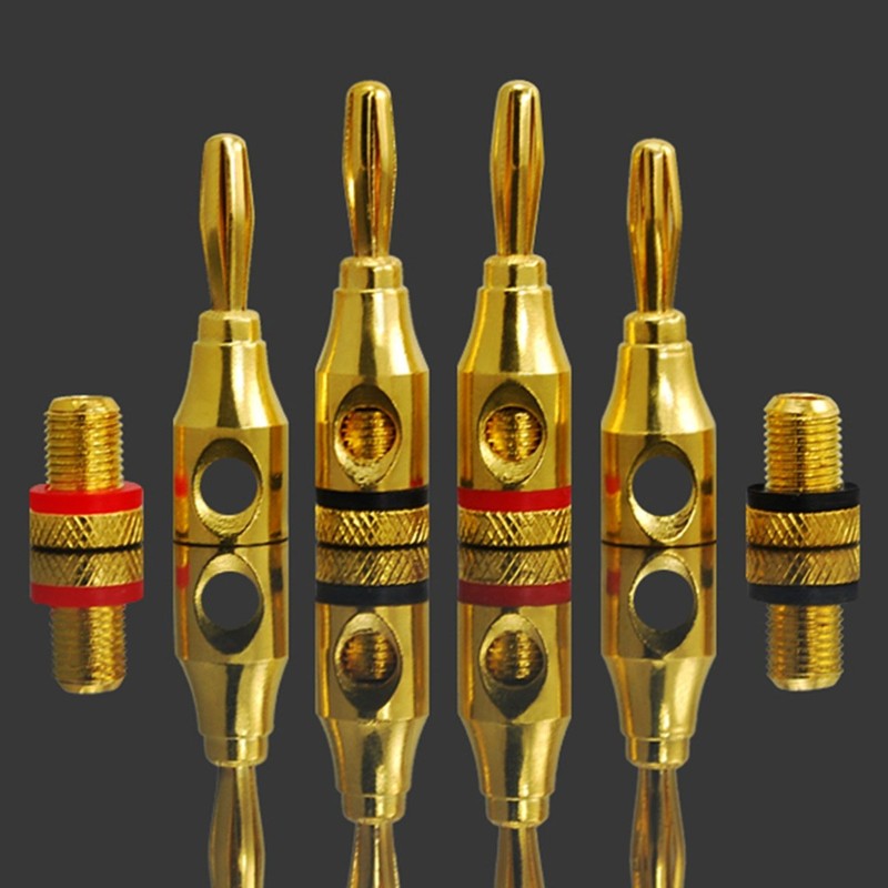 zmart バナナプラグ 金メッキ スピーカー 赤黒4セット 8本 バナナジャック テストリード ワニ口クリップ スピーカー端子