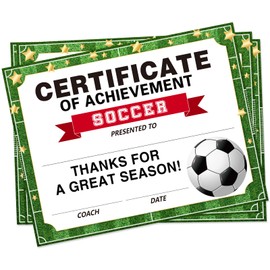 30 Pieces Soccer Achievement Award Certificates Children's Soccer Certificates Paper Games Achievement Certificates Children's Pre-School Kindergarten Schools