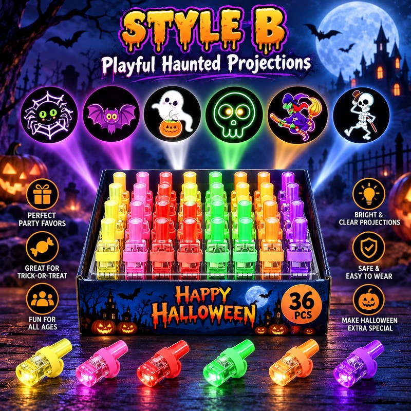 Halloween Finger Projector Lights, 36PCS LED Party Favors for Kids,