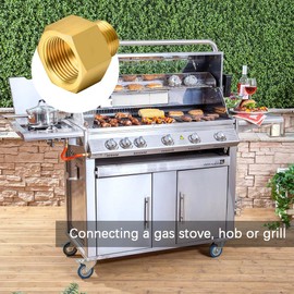 Gas Hose Adapter Set, Gas Hob Adapter 1/2 to 1/4, Gas Hose Connector, Adapter Gas Stove Made of Copper Transition, Thread Adapter, for Gas Cooker, Stool Cooker, Camping Stove, 2 Pieces
