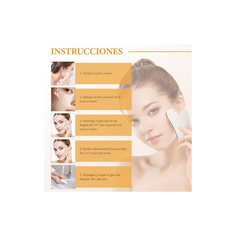 Gua Sha, Herramienta de Masaje de Acero Inoxidable Guasha, Herramienta