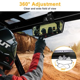 BESTAOO Ranger Rear View Mirror,UTV Rearview Center Mirror 360° Adjustable Compatible with 2017-2025 Polaris Ranger 500 570 900 XP 1000 XP/Crew/EPS