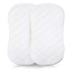 Sunshine Comforts Microfiber Quilted 2-Pack Waterproof Moses Basket Mattress Protector - Stretch Skirt Moses Mattress Protector Non-Noisy Moses Basket Waterproof Mattress Protector (35 x 75cm) White