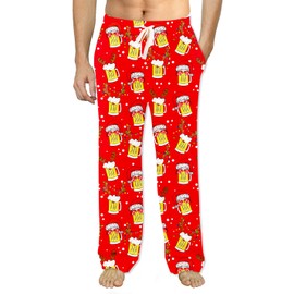 Soophiea Christmas Pajamas Pjs for Men Funny Xmas Elf Lounge Sleepwear Pants for Vacation Gifts Holiday Small