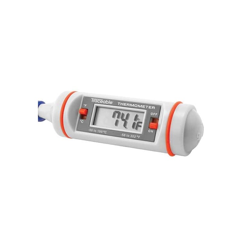 Traceable Digital Pocket Thermometer with Calibration, 302°F; 8" Long-Stem
