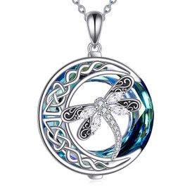 JBAERD Dragonfly Necklace Sterling Silver Dragonfly Pendant Moon Jewelry Gifts for Women