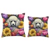 Poodle Hiding in Spring Flowers Throw Pillow