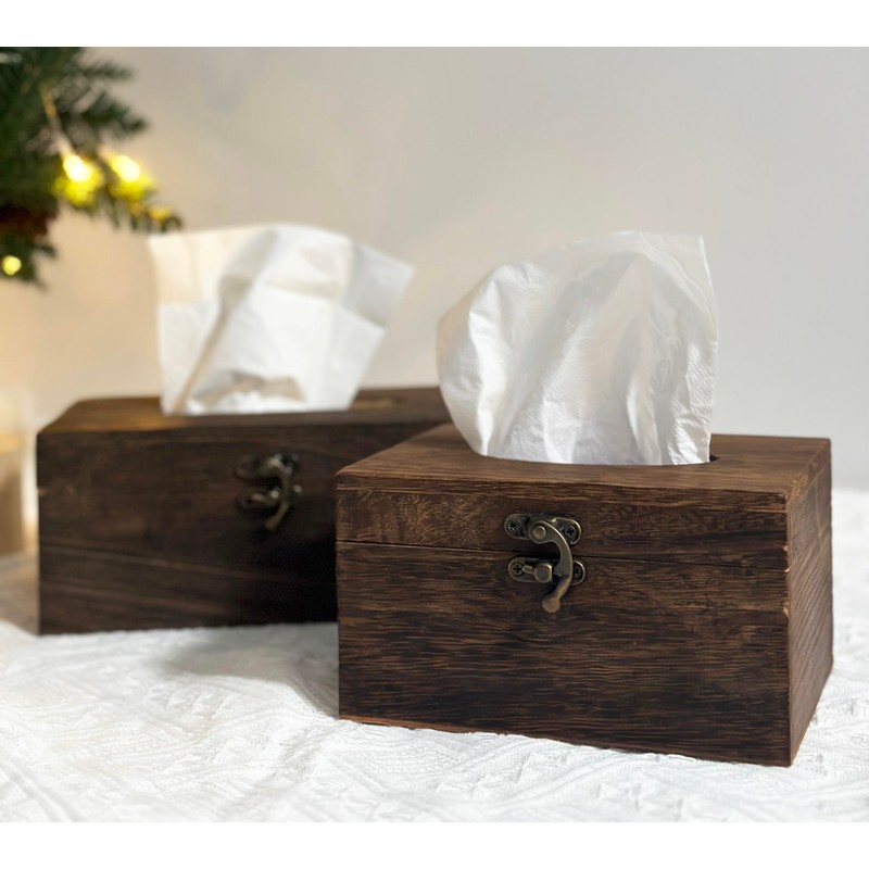 Wooden Tissue Box Cover Kleenexes Box Holder Rectangular Tissue Box