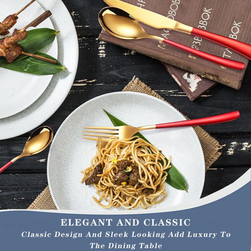 Caliamary 24 Pieces Silverware Set, Stainless Steel Flatware Set with