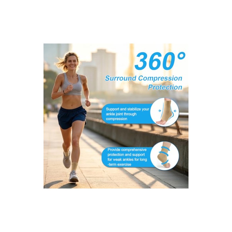 Beugo 1 Pair Ankle Support Compression Stockings, Skin Tone L
