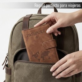 Timotech Porta Pasaporte y Visa con Protección RFID, Funda para Pasaporte y Documentos de Viaje con Cierre Magnético, Cartera para Pasaporte y Visa El