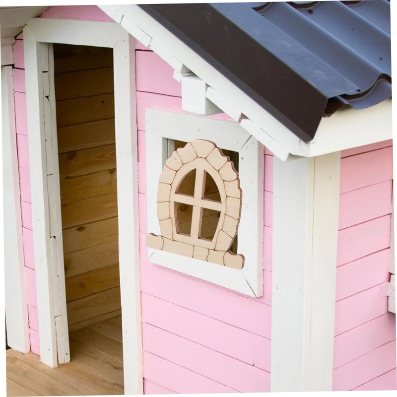 TEHAUX 25pcs Unfinished Wooden Miniature Door and Window Set DIY