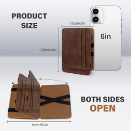 MultiValue Magic Wallet, Leather Mini Wallet with Coin Compartment, Flat Men's Wallet with 3 Card Slots, blue, Modern