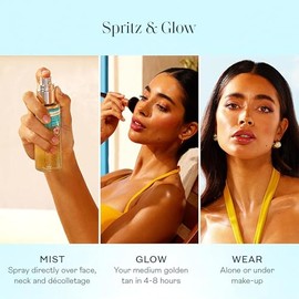 St. Tropez - Bruma facial de autobronceado Purity, brillo natural besado por el sol con ácido hialurónico y antioxidantes, cuidado facial vegano, natu